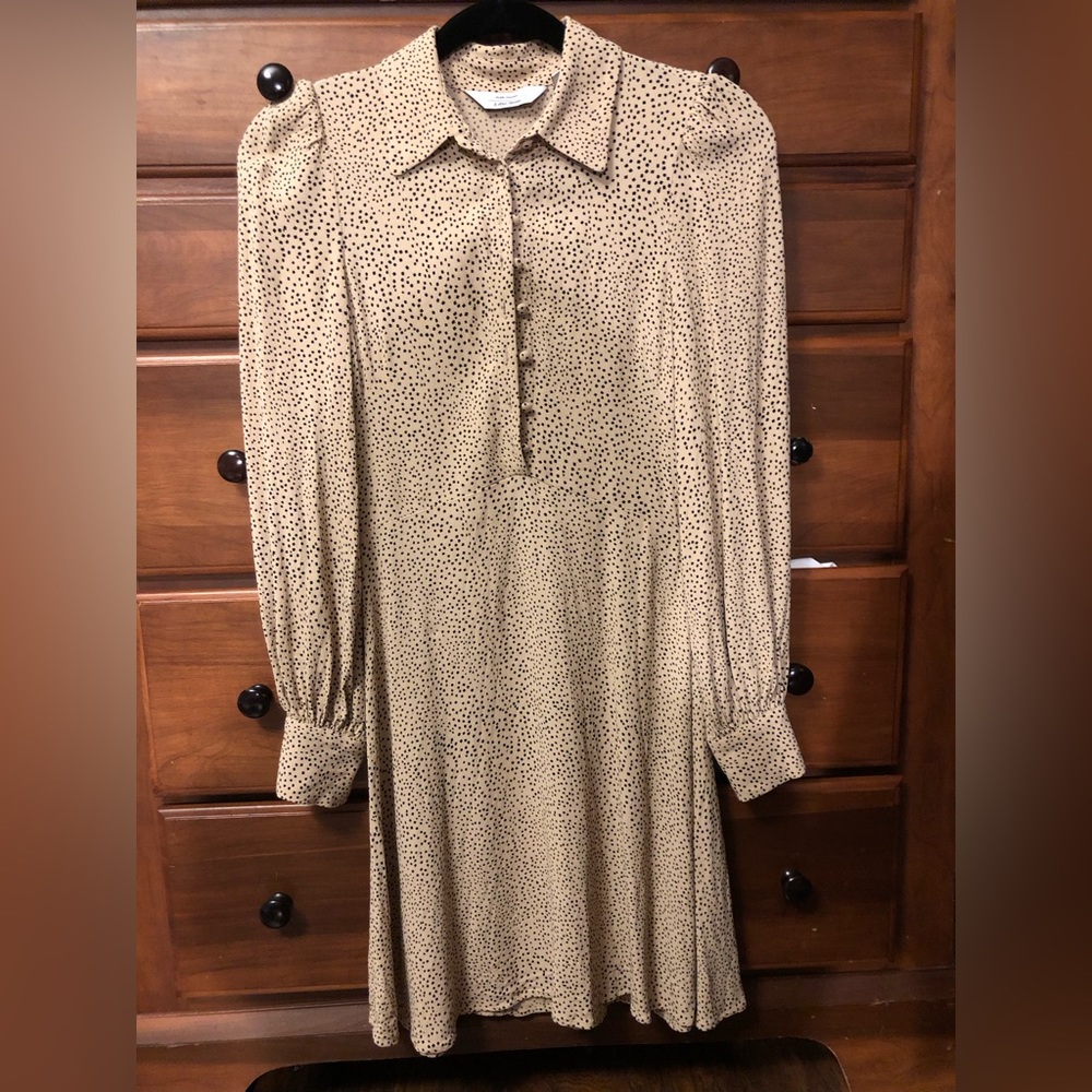 & Other Stories Polka Dotted Tan Dress
